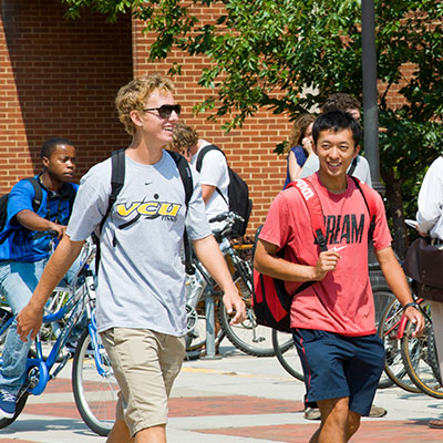 Students walking on campus